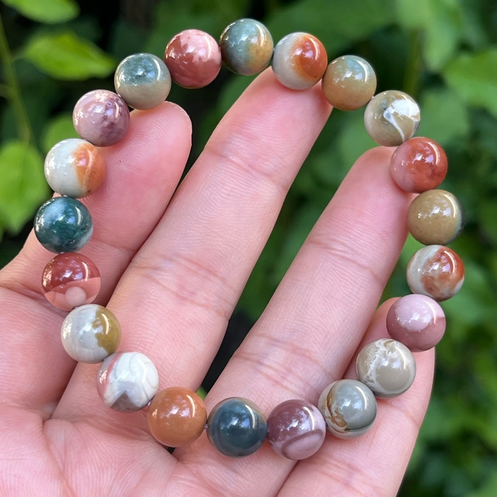 9mm stretchable cute multi color Alashan agate bracelet‎ 1917